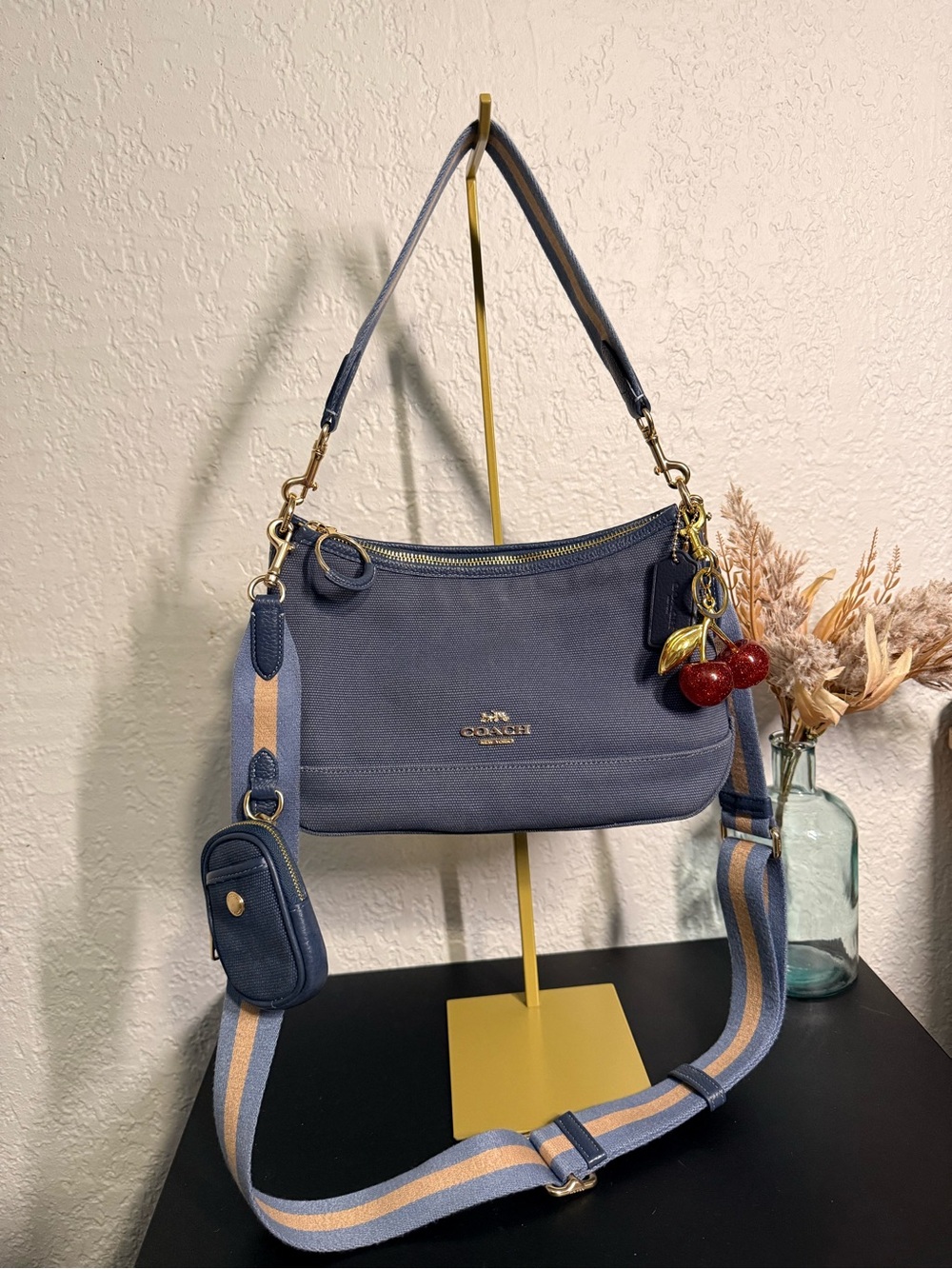 Coach Ellis Blue Canvas 2-Way Shoulder Bag